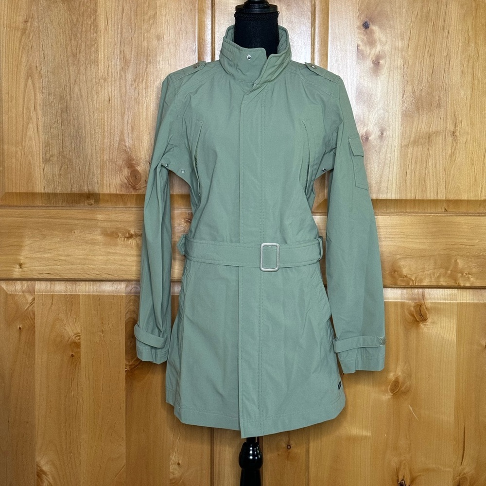 Athleta Belted Trench Coat in Sage Green